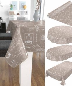 abwaschbare Tischdecke Cafe Bistrot Beige  Wachstuch Wachstuchtischdecke