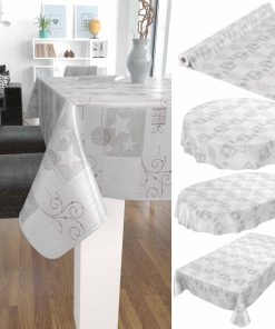 Weihnachtstischdecke Wachstuchtischdecke abwaschbar Weihnachten Sterne Silber