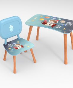 Kinder Stuhl und Tisch Set mit Motiv Space Blau