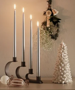 Alternative view of Broste Kerzen-Set Getaucht Smooth Silber