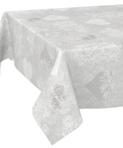 Wachstischdecke Wachstuch Tischdecke Wachstuch Meterware Tischdecke abwaschbar Gartentischdecke Herz Liebe Grau