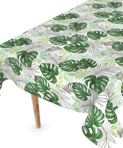 Wachstuch Tischdecke abwaschbar Wachstischdecke Meterware Palmenblätter Grün Outdoor Tischdecke Gartischdecke