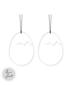 Felius 2er-Set Osterei Linie Weiß Hängend