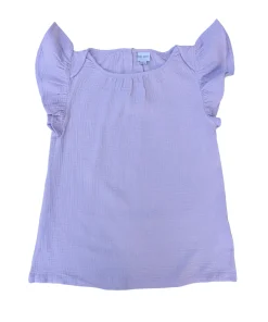 Sommerliches Musselintop mit Rüschenärmel (lavendel)