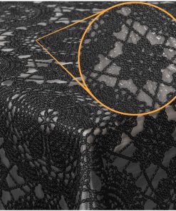 Abwaschbare Tischdecke Lace Vinyl Häkelspitze Optik Spitzentischdecken Mandala Schwarz
