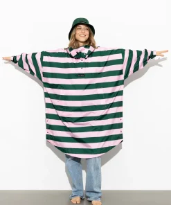 VIVI MARI Raincoat Bold Stripes Green/Rose