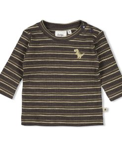 Geripptes Longsleeve Ringel – Rawrsome (Anthrazit Melange)