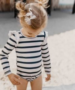 Alternative view of Langarm Badeanzug „Navy Stripes“ (white navy)