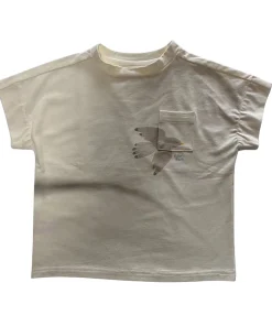 Alternative view of T-shirt mit Brusttasche und Druck (creme)