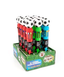 Mehrfarbkuli „Take Action“ mit Fußball Topper